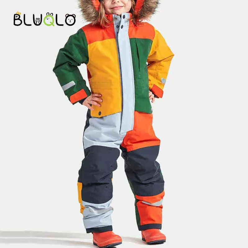 Children Ski Coat ing Jumpsuit Boys Girls Winter Outdoor Warm Windproof Waterproof Snowboard Suit Kids Jacket+Pants Set 211203