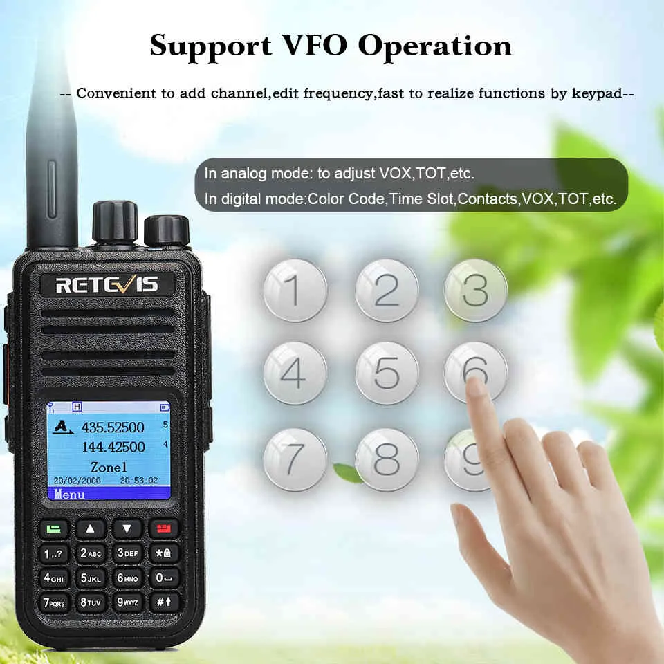 Retevis RT3S DMR الرقمية Walkie Talkie HAK محطات الراديو الهواة VHF UHF الفرقة VFO GPS APRS فتحة الوقت المزدوج 5W