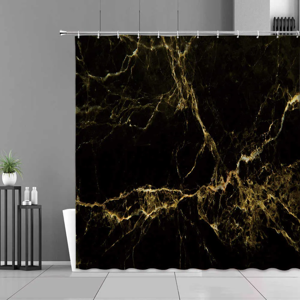 Czarny marmurowy biały pasek do druku zasłony prysznicowe nowoczesne prostocie domowe wystrój łazienki Wodoodporne zasłony kąpielowe ekran 21095337780