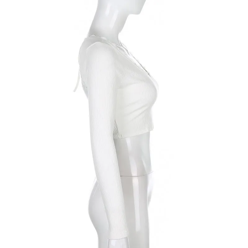 女性の夏のレースアップエレガントなファッションTシャツ背中のない全長の通常の袖深いVネックソリッドカラースリムフィッティング210522