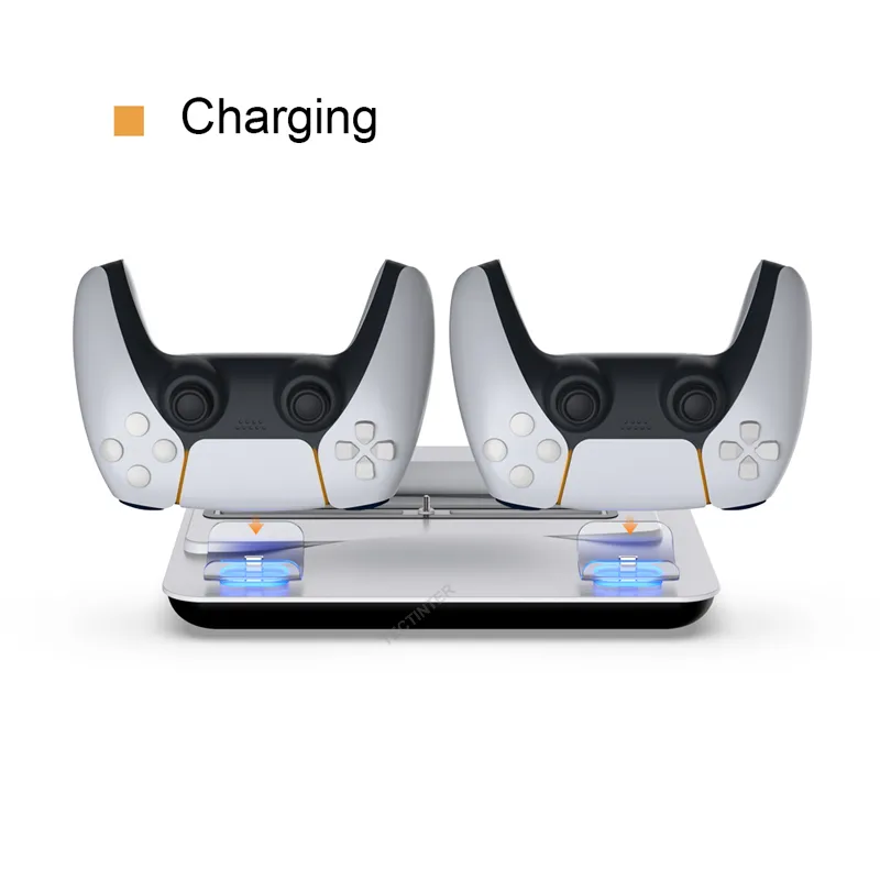 Vertical Stand For Playstation 5 Game Console 3 Cooler LED Cooling Fan Base Fast Charging Station With Dual Controller Charger243H