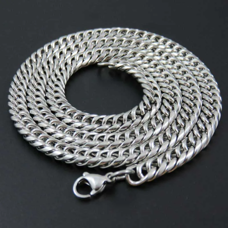 Stainless Steel Mens Necklace Steel Cuban Link Chains Necklaces Black Hip Hop Male Accessories Gold Jewelry on the Neck Large Q0809