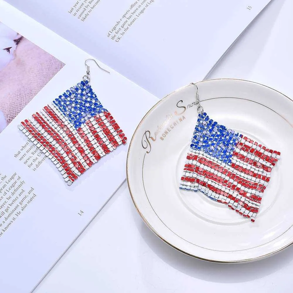 Amerikanska flaggörhängen för kvinnor IC Independence Day 4 juli Drop Dangle Hook Earrings Fashion Jewelry Q07093028997