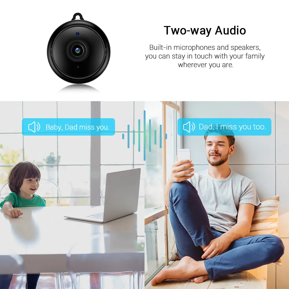 Mini WiFi IP Camera HD 1080p الكاميرات الداخلية اللاسلكية Nightvision ثنائية الاتجاه اكتشاف حركة الصوت V380