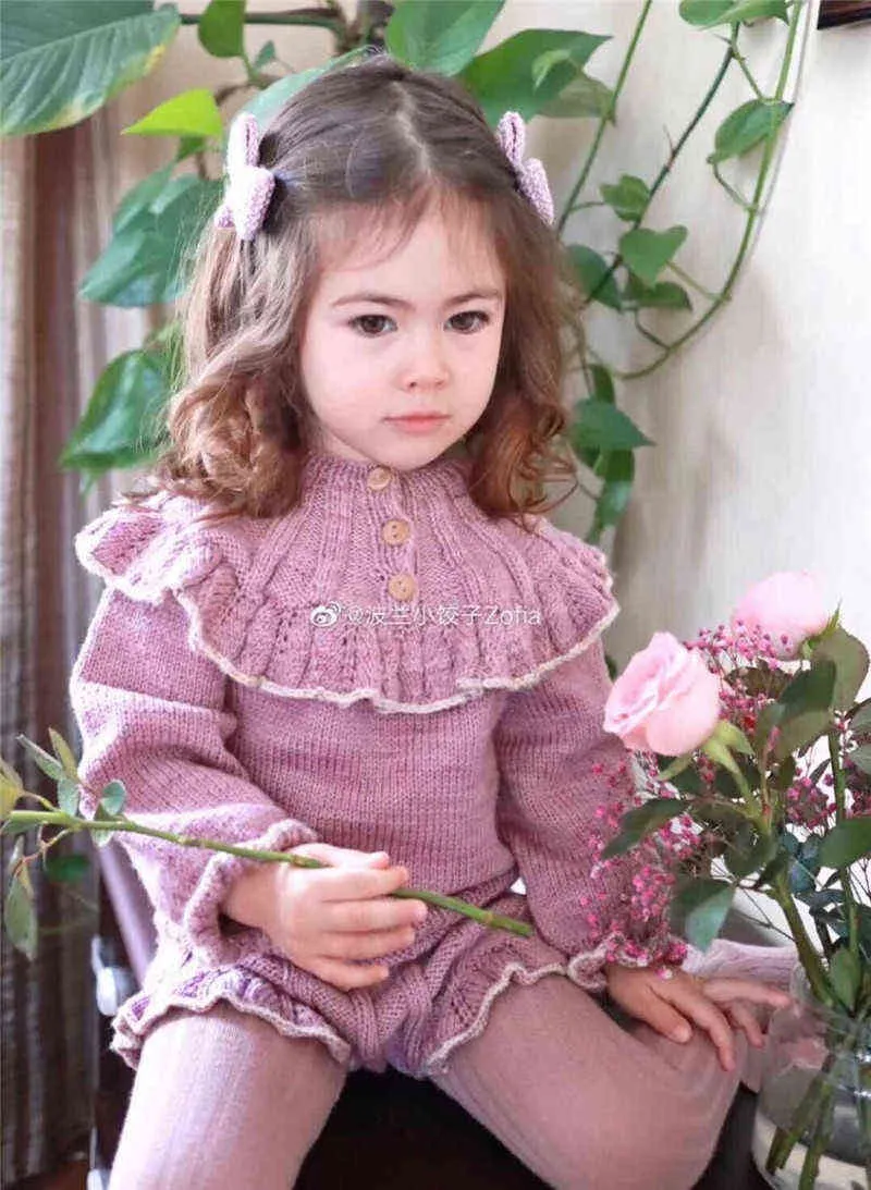 EnkeliBB Kalinka Kids girls Knitted Sweaters and Bloomers Matching Lovely Children Girl Winter Spring Clothes Brand Baby 211104