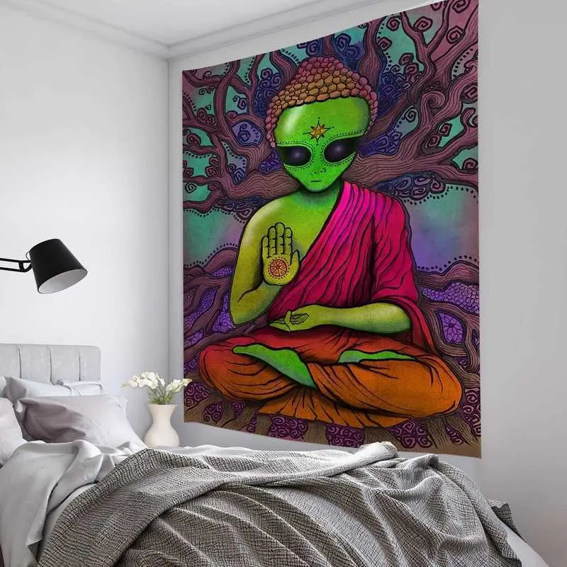 Alien wandtapijt woondecoratie psychedelische wanddoek Anime patroon tapijt kunst 2106081234325