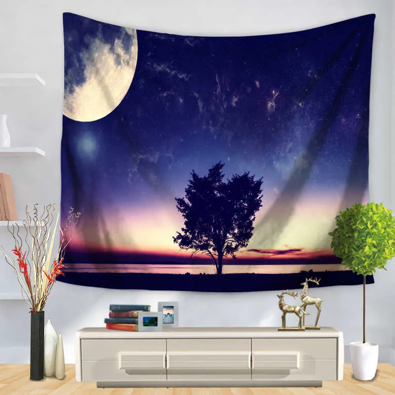 Psychedelic Cosmic Series Sterne Tapisserie Sternenhimmel Stoff Wandbehang Dekor Polyester Vorhänge plus Tischdecke Yoga 210609