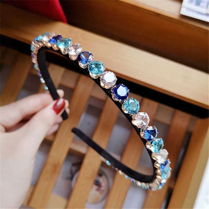 Kobiety Hairbands Luksusowy Rhinestone Nakrycia głowy Oryginalny Projekt Ręcznie Purpurowy Błękitny Vintage Pałąk Moda Dziewczyny Akcesoria Do Włosów X0722