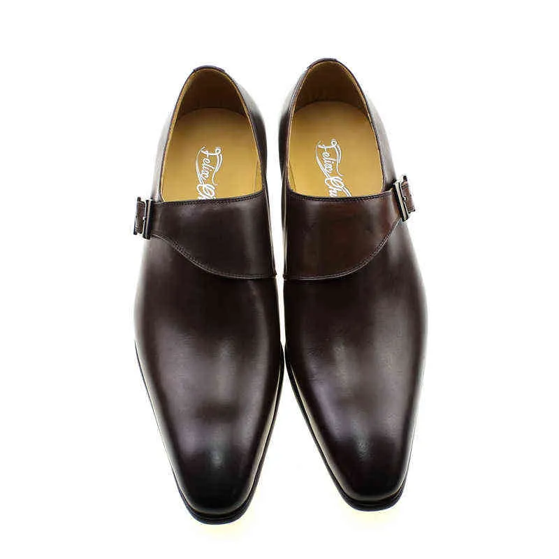 Elbise Ayakkabı Boyutu 13 Marka Tasarımcısı Erkekler Ayakkabı Klasik Hakiki Deri Toka Keşiş Kayış erkek Kahverengi Siyah Ofis Partisi Örgün Mens 220223