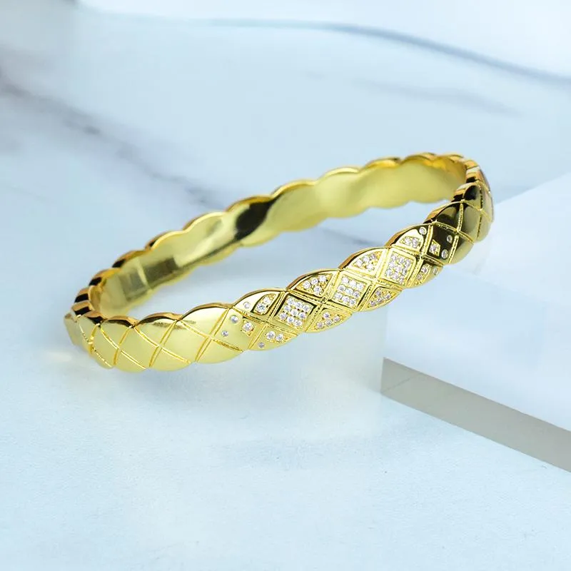 Bangle Brand Gold Luxury Jewelry For Women Men - Crush Bracelet Wedding Banquet Diamond Bracelet Engagement Geometric292r