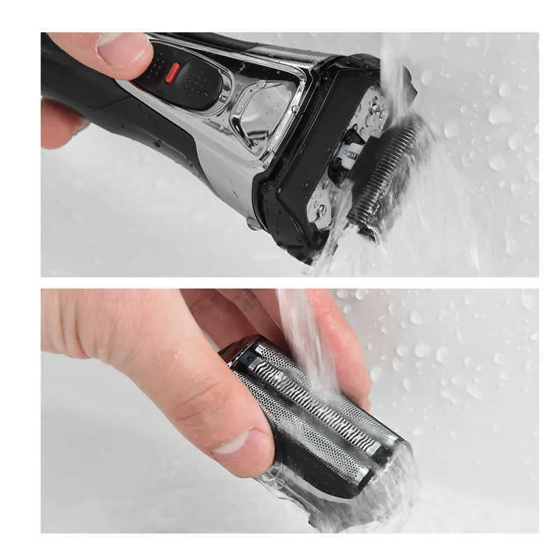 Wasserdichter Rasierer 3D Triple Floating Blade Bartschneider USB wiederaufladbare Rasiermaschine Barbeador LED-Anzeige P0817