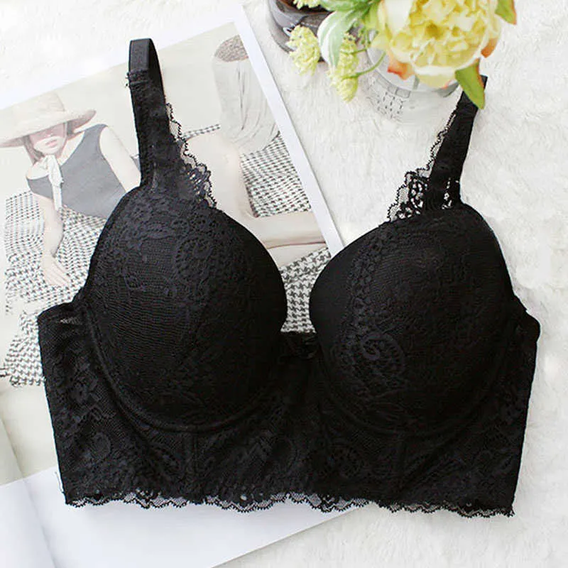 Mulheres Big Braia Bra Sexy Lacy Mulheres Bra 3/4 xícara Subwire Push Up Alta Qualidade Tamanho grande mais tamanho 30-46D / DD / DDD / E / F / FF / G L5351 210623