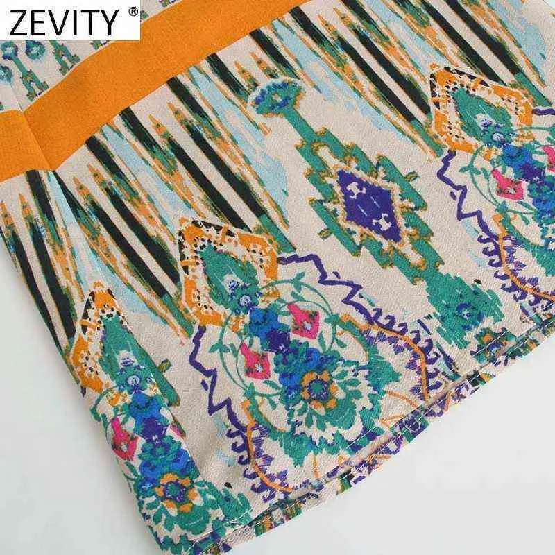 Zevity Femmes Vintage Position Patchwork Totem Floral Print Slim Flare Pantalon Rétro Femme Chic Zipper Fly Pantalon Long P1181 211124