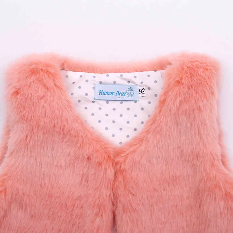 Baby Girls Vest Girl Clothes Waistcoat Boy Faux Fur Jacka Hög kvalitet 210515