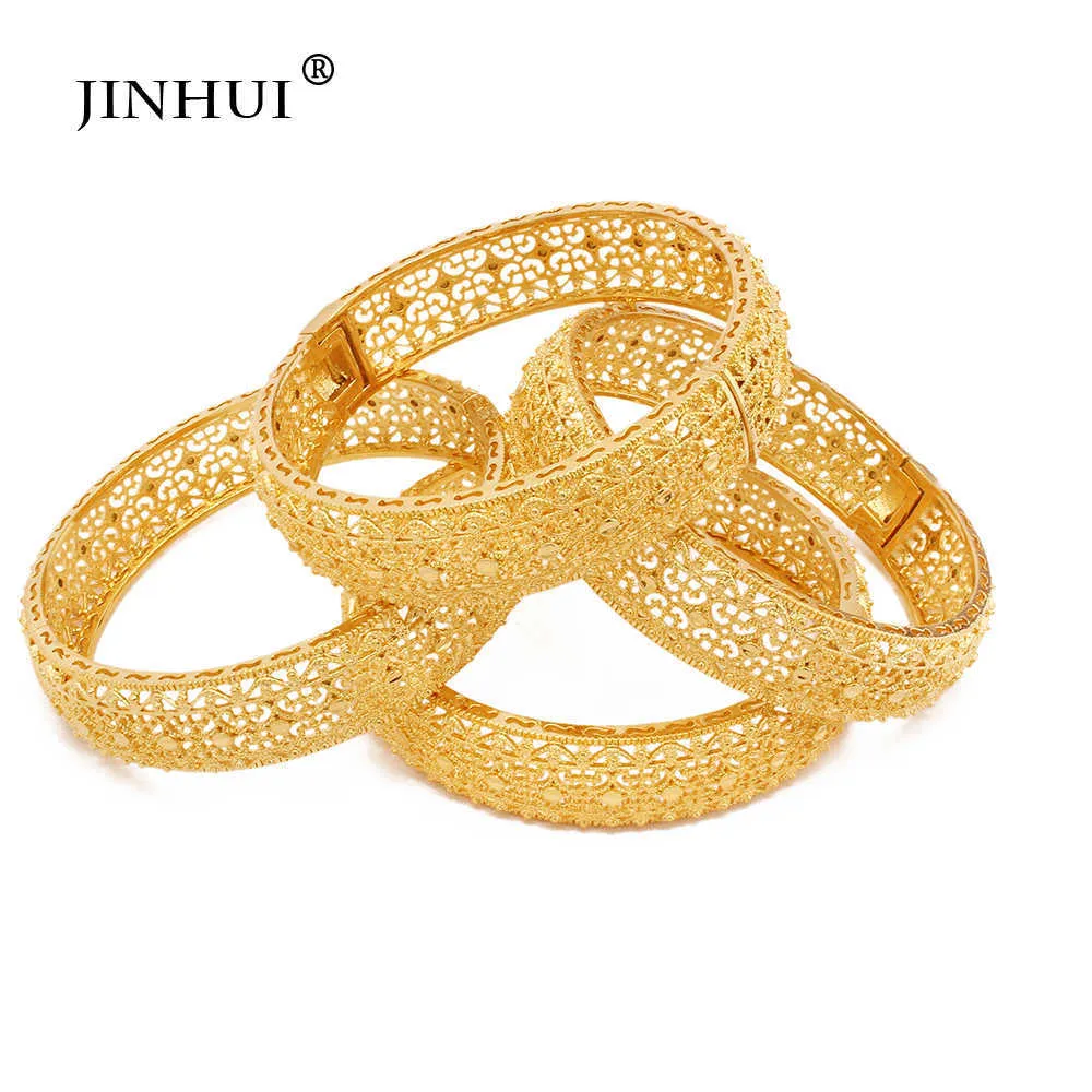 African Wholesale 24k Gold Plated Can Open Bangles Jewelry Jewellery Dubai Indian Bracelet Wedding Gifts for Women Bracelets Q0717