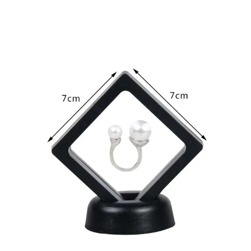 70*70mm PET Membran Schmuck Ring Ohrring Alte Münze Display Box 3D Schwimm Vitrine Lagerung Box Für münze Probe