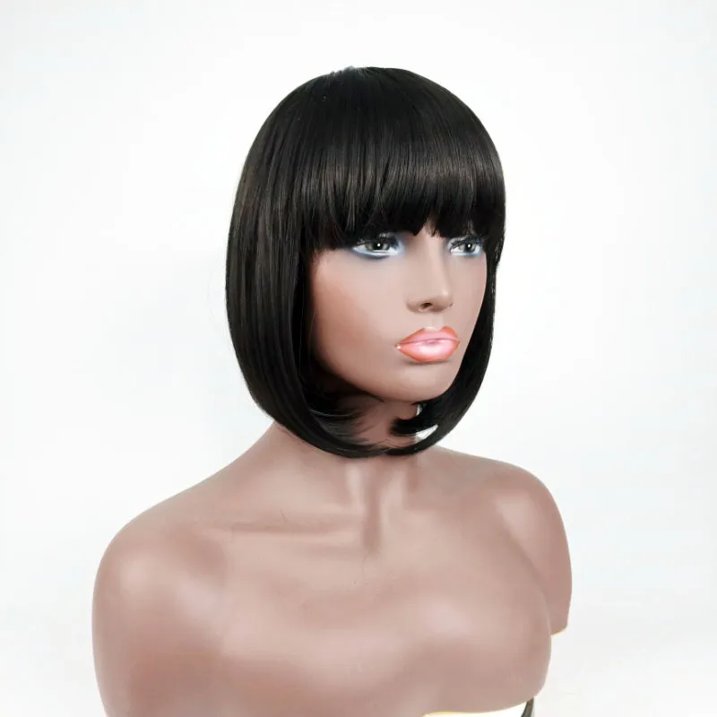 35 cm synthétique Bobo perruque Simulation perruques de cheveux humains postiches pour les femmes noires et blanches qui ont l'air réel 741A #