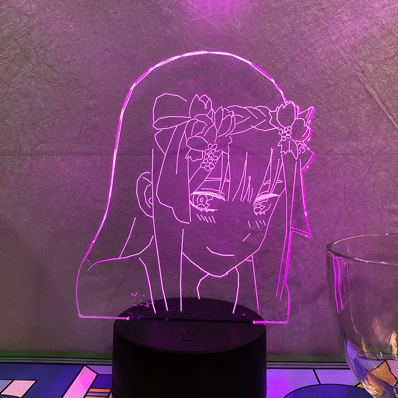 Älskling i Franxx Zero Two 002 3D LED -illusion nattlampor Anime lampbelysning för julklapp9805693