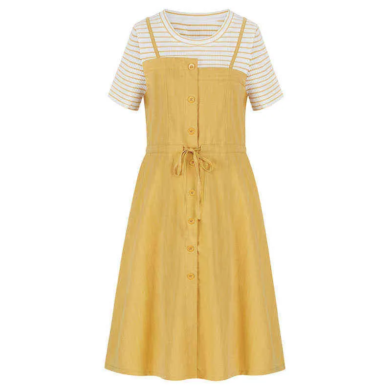 Nieuwe baby meisjes jurk zomer tiener meisje prinses jurken gestreepte gele vestidos kinderen meisje kleding G1129