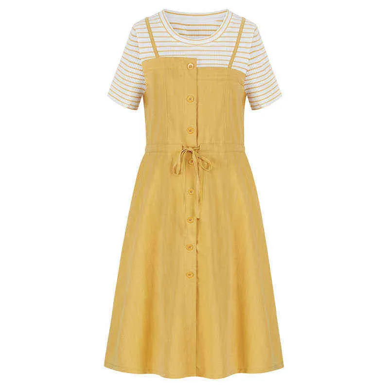 Nouveau bébé filles robe été adolescente princesse robes rayé jaune Vestidos enfants fille vêtements G1129