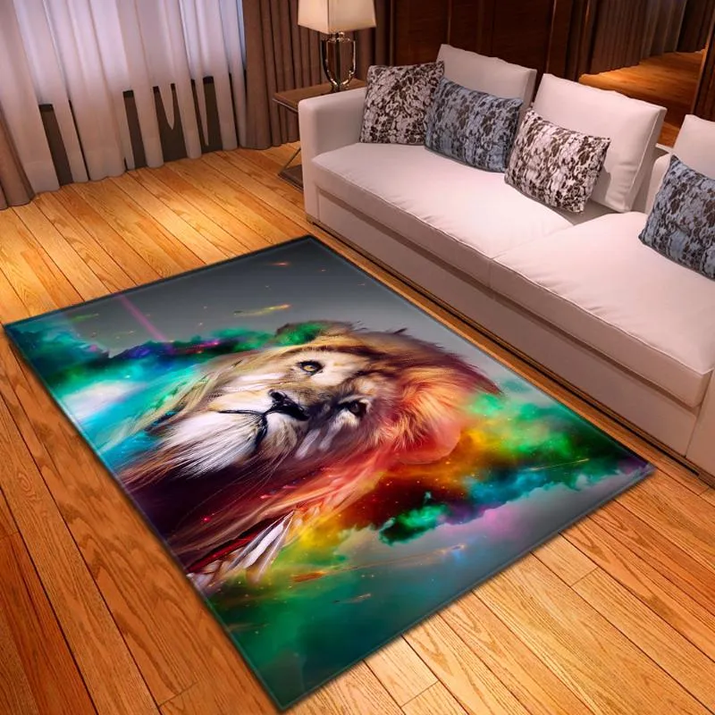 Tapis dessin animé enfant tigre lion impression 3D pour salon chambre à coucher tapis doux flanelle antidérapant enfants ramper tapis de sol231k