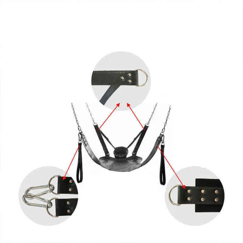 NXYSm bondage Alta qualità Due strati Imbracatura in pelle Amaca sesso Sedia da altalena letto e cuscino Giocattoli bondage di coppia 1126