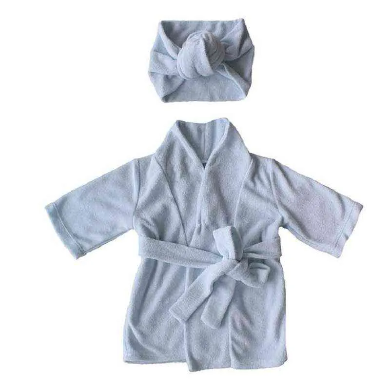 né bébé garçon fille robe ensemble 100% coton éponge éponge infantile peignoir à capuche peignoir avec couvre-chef maison costume 0-2Y 211130