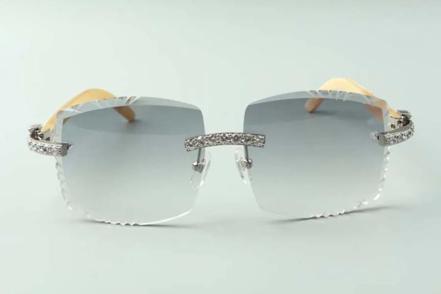 2021 XL Diamonds Projektanci okularów przeciwsłonecznych 3524022 Cutowanie obiektywu Naturalne białe rogi wół szklanki rozmiar 58-18-140 mm251b