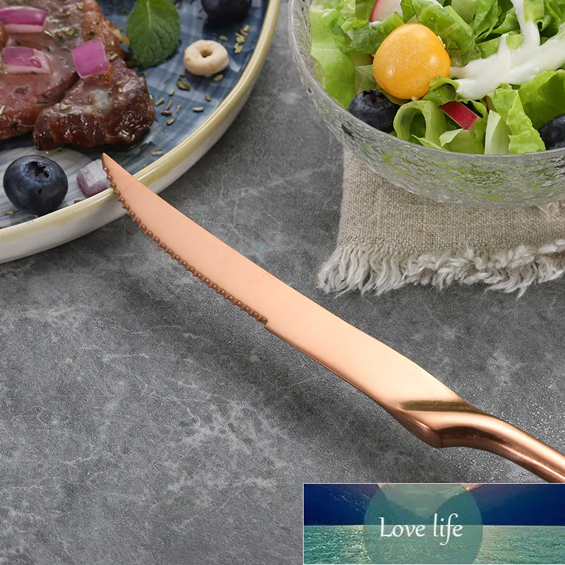 set Stainless Steel Steak Knife Black Rose Gold Silver Sharp Table Knives Set Restaurant Cutlery Flatware Dinnerware set237C