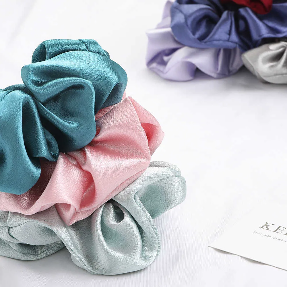 4 Teile/los Satin Seide Scrunchies Frauen Elastische Gummibänder Mädchen Solide Pferdeschwanz Halter Krawatten Seil Haar Zubehör Set