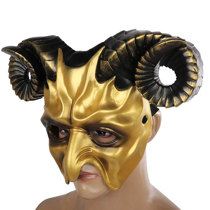 Halloween Mardi Gras Party Horror Meia Máscara para Homens Adultas Mulheres Cosplay Ox Horn Mascaras De Máscaras Bola Adereços WHDB21734A