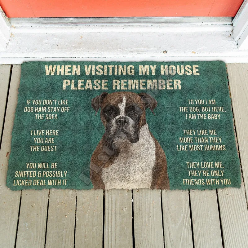 N'oubliez pas les règles de la maison du chien bouledogue paillasson en peluche ruban intérieur antidérapant porte tapis de sol tapis décor porche 220301