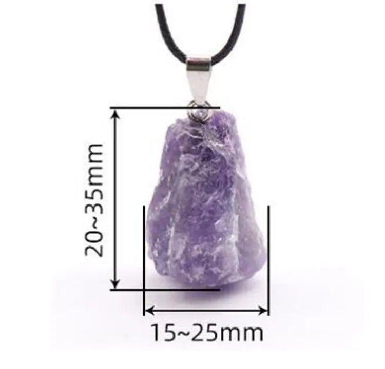 Collier de pendentif en cristal d'améthyste naturel pour femmes hommes chakra énergie guérison pierres Reiki Meditation Thérapie 2893