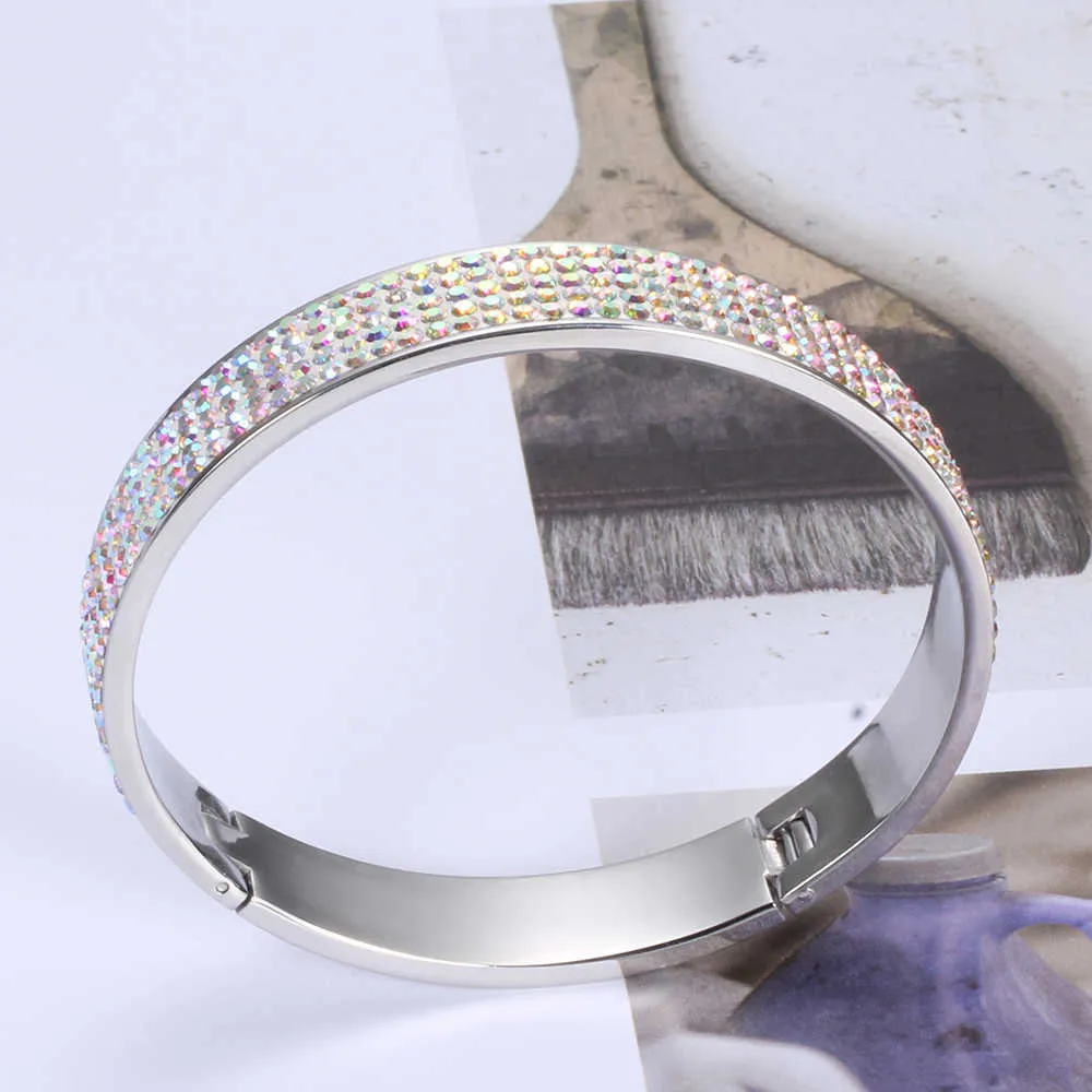 Groothandelsprijs AB Color Crystal Dames Armbanden Custom Sieraden Roestvrijstalen Sieraden Armbanden met Kristallen Q0719