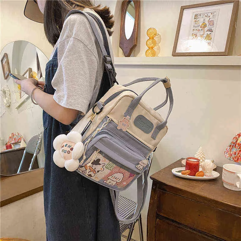 Rucksack-Stil, Bagkorean, niedliche Damen-Schultertasche aus wasserdichtem Nylon, kleine Umhängetasche für Teenager, Mädchen, Schule, Blume 220723