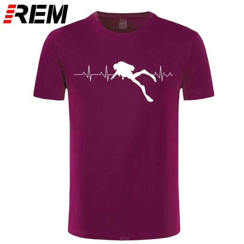 REM Scuba Dive Heart Beat Gift for Diver T-Shirts Summer Short Sleeves Soft Mens Tee Pure Cotton T 210629