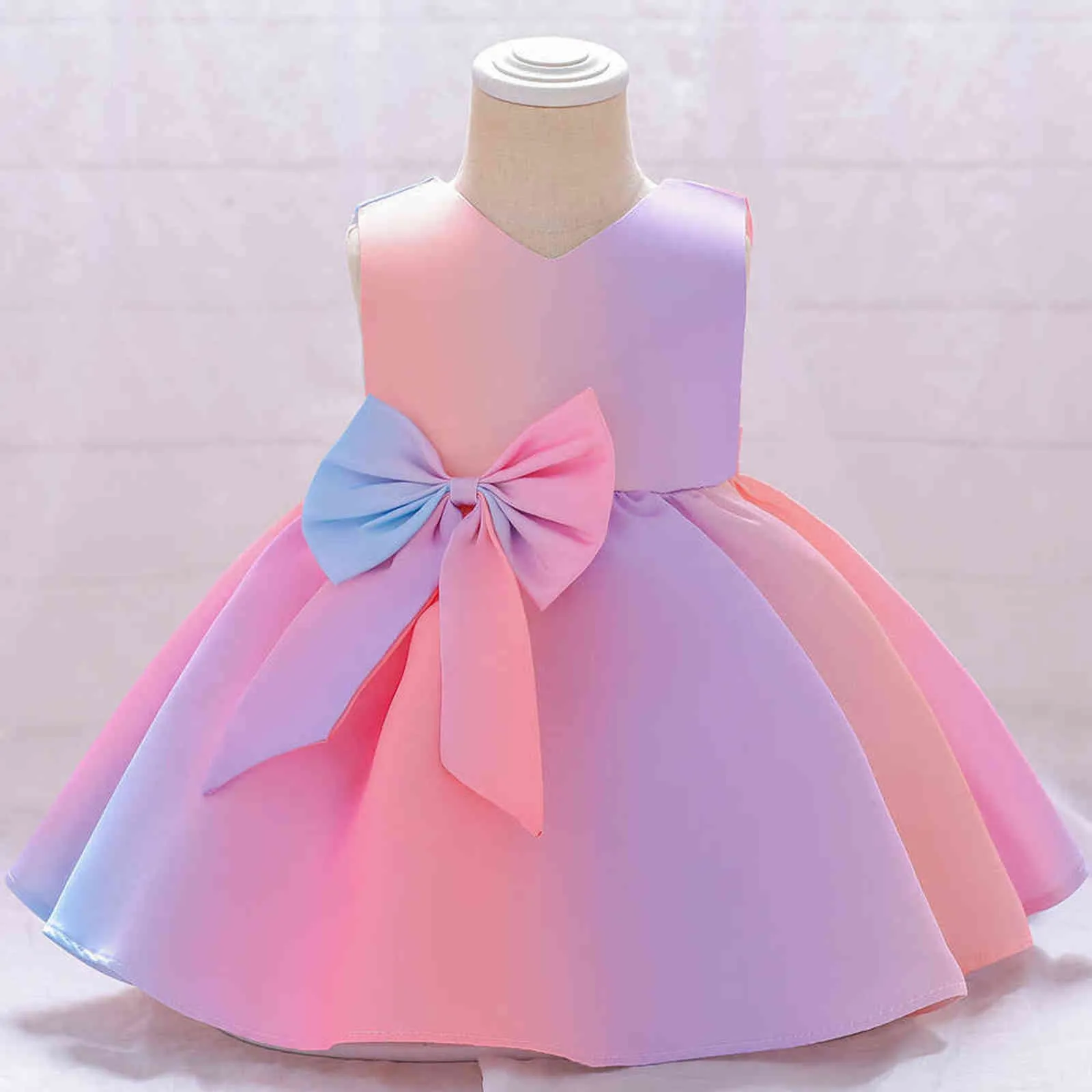 Mignon arc fête de Noël princesse robe douce arc-en-ciel couleur bonbon filles robe enfant carnaval costume bébé vêtements cadeau d'anniversaire G1129