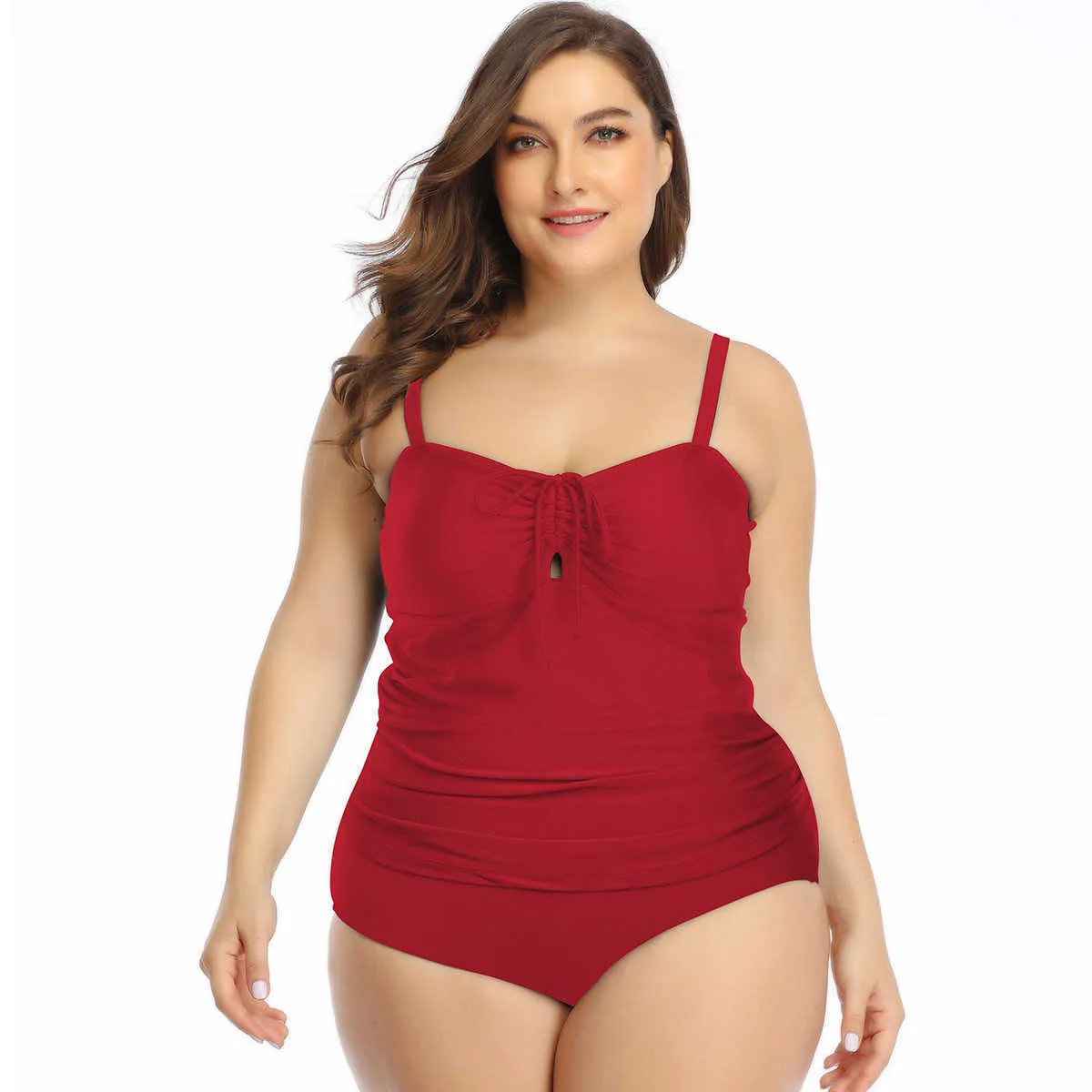Plus Size Swimwear Gomans Nowy Split Duży Swimsuit Hot Selling Plised Suspended Solid Color Split Kąpielowy garnitur Fat Woman