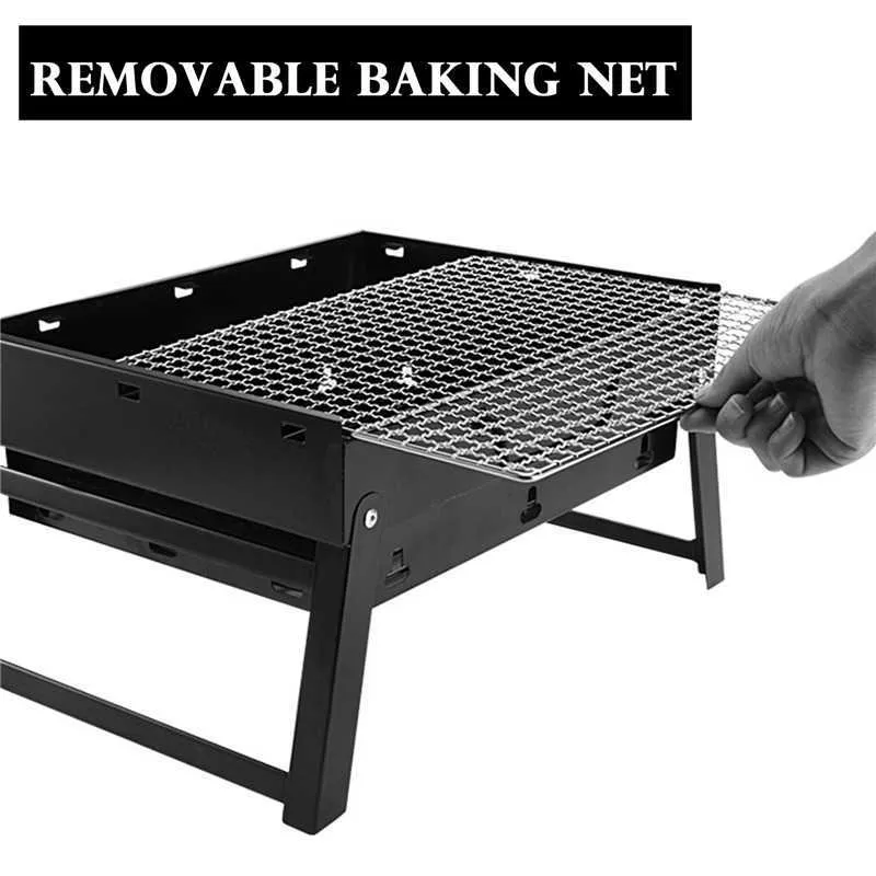 Épaissir Pliant BBQ Grill Cuisine Bar Fournitures En Plein Air Portable Terrasse Barbecue Camping Pique-Nique Barbecue Accessoires Outil 210724