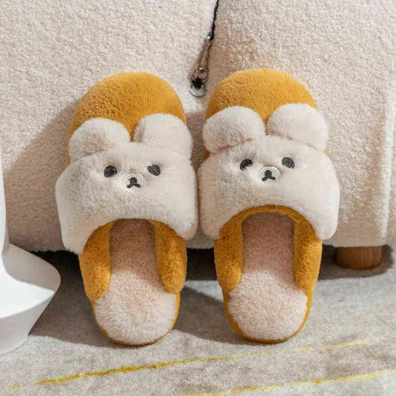 High Quality Rabbit Ear Winter Warm Shoes Womens Cute Plus Plush Slippers Fashion Autumn New Home Indoor Non-Slip Cotton Shoes H1122