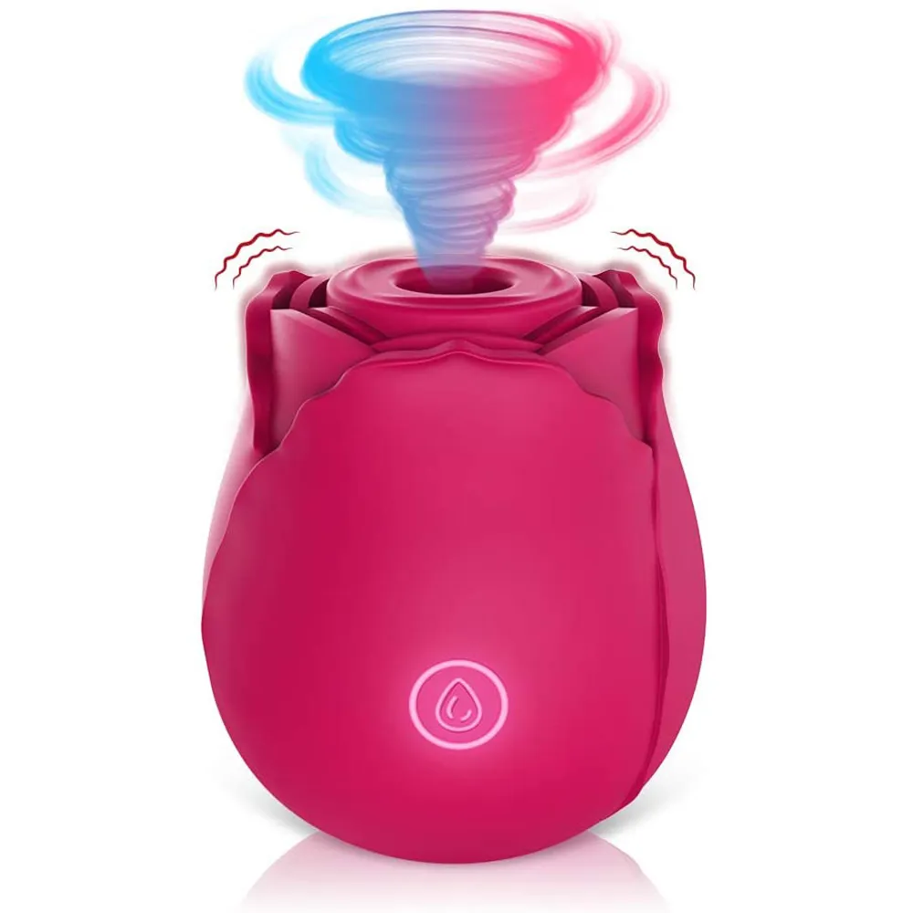 Vibratore succhiare la vagina a forma di rosa Intimo Buona ventosa capezzoli Leccata orale Stimolazione del clitoride Potenti giocattoli del sesso le donneQ0320