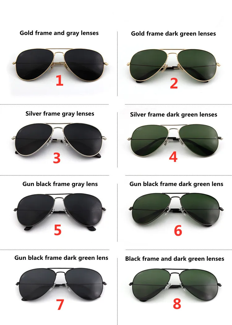 Säljer modemän retro flygare solglasögon glas solglasögon padda spegelglasögon kör skyddsglasögon för män och kvinnor et217n
