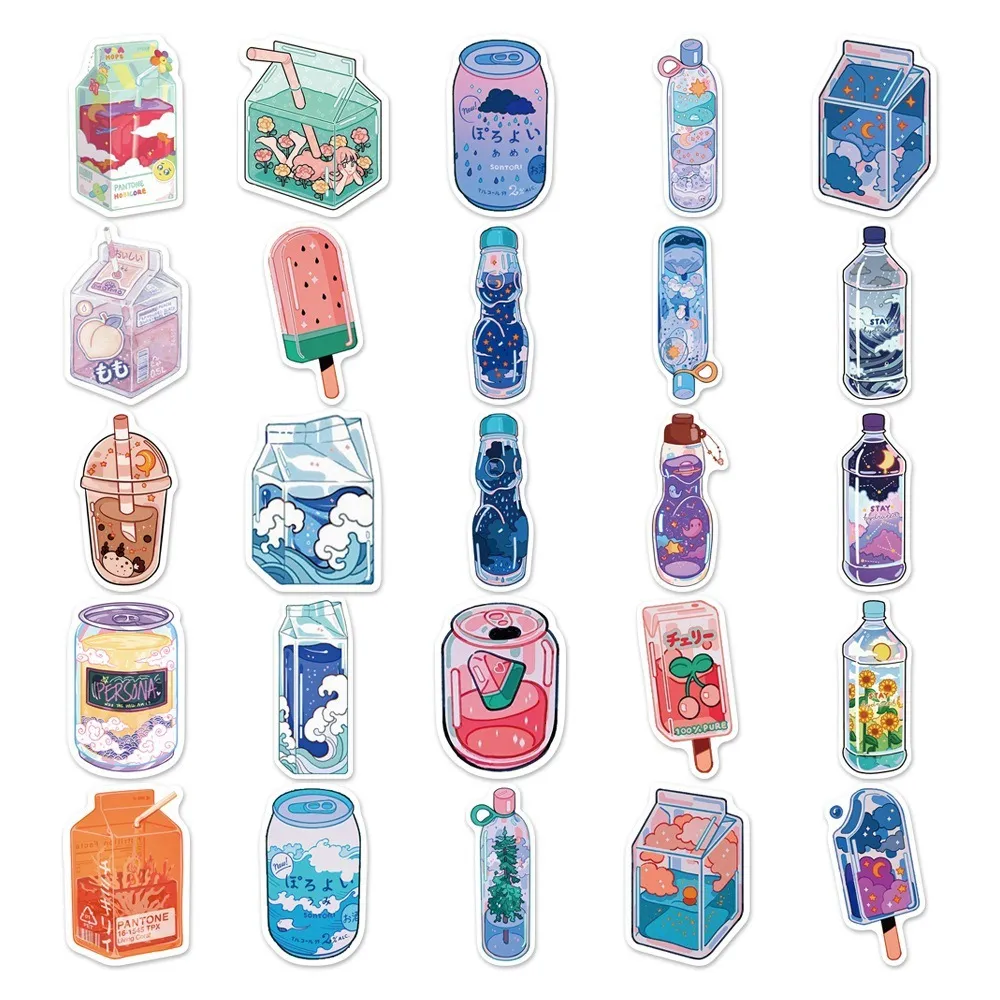 Autocollant de voiture 10 / Ins Style VSCO Esthétique Boisson Autocollants pour Ordinateur Portable Téléphone Cas Bagages Mur Enfants Fille Cadeau Dessin Animé Vinyle Graffiti Stickers