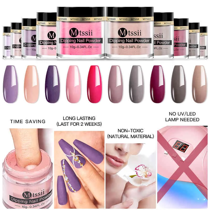 MsSSII 20 / Dipping Acrylic Glitter Pigment Pulver Färg Dip Damm Big Set Nail Salon Manicure Dekal