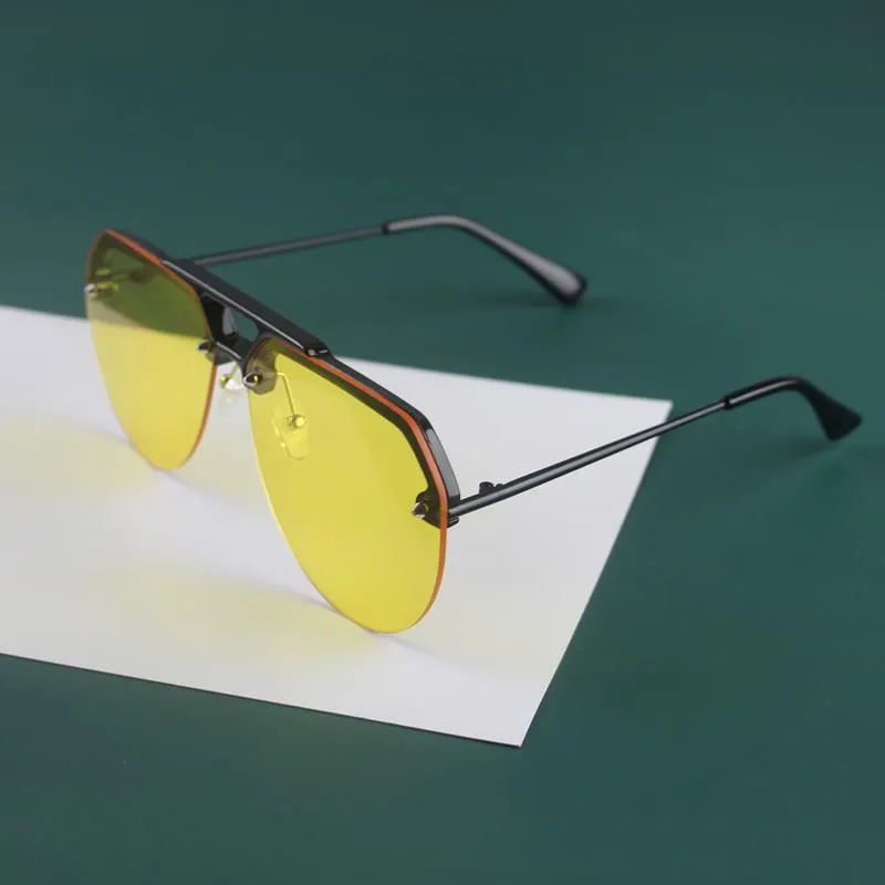 Occhiali da sole La personalità di moda tendenza a mezzo frame uomini e donne Uv400 Orange Red Lens Shadow 2338