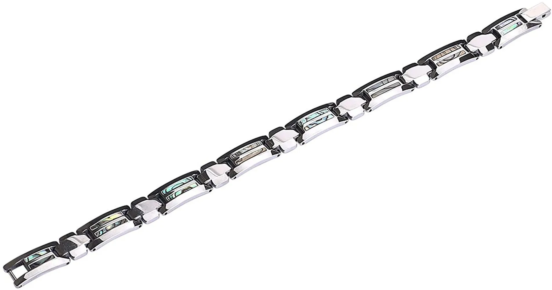 Fashion Health Bracelet for Men Tungsten Steel Chain Inlaid Natural Multicolor Shell and Magnetic Stone Bracelet
