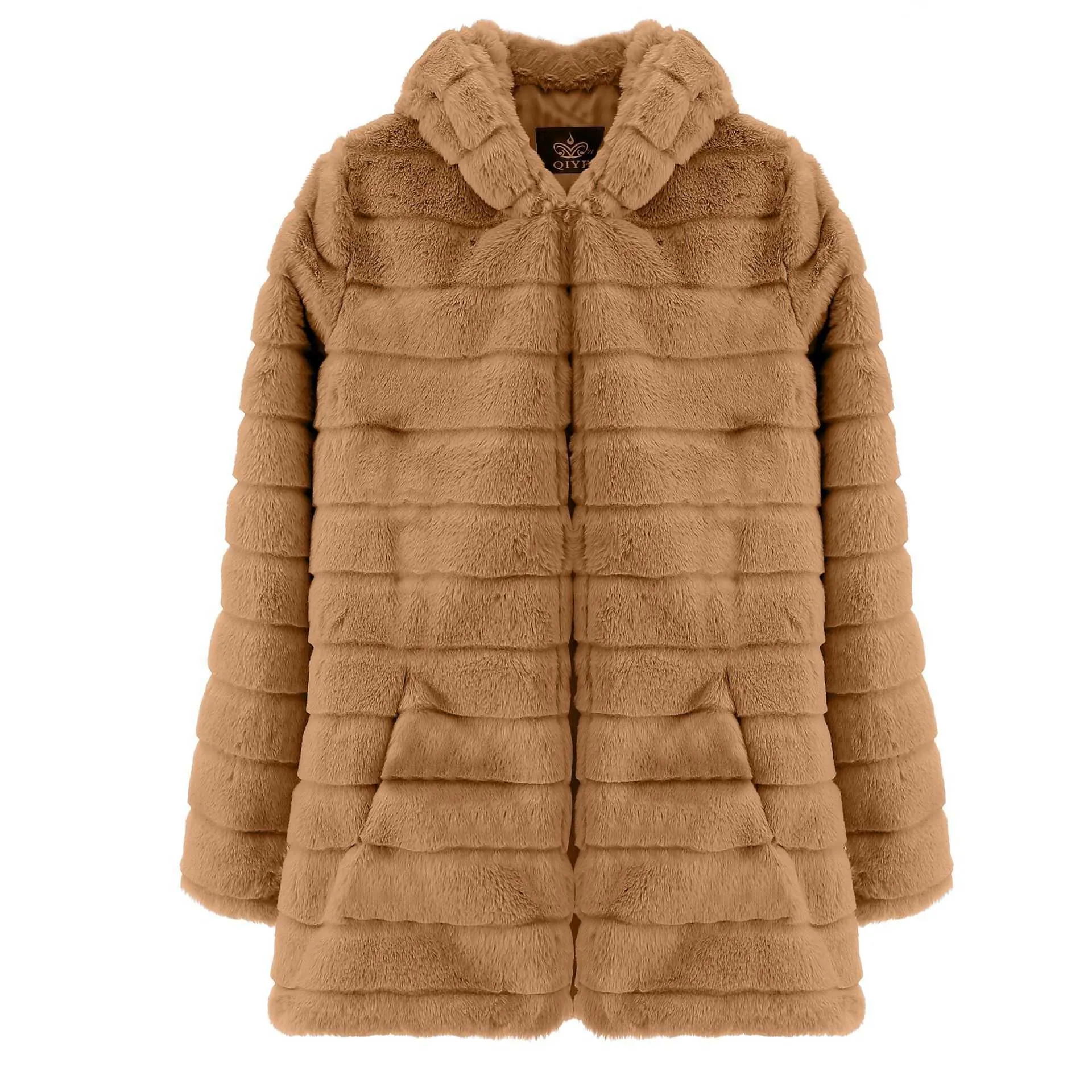 2020 hiver épais chaud fausse fourrure manteau femmes grande taille à capuche à manches longues fausse fourrure veste de luxe hiver manteaux de fourrure bontjas Y0829