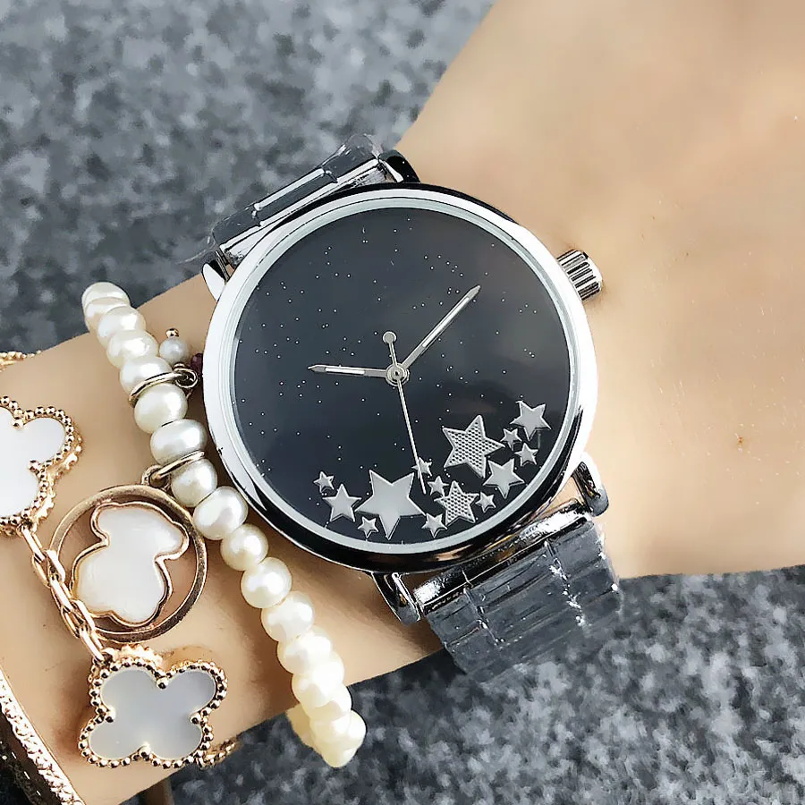 Brand Watch Women Girl Star Style Metal Steel Band Quartz Wrist Watches M 62