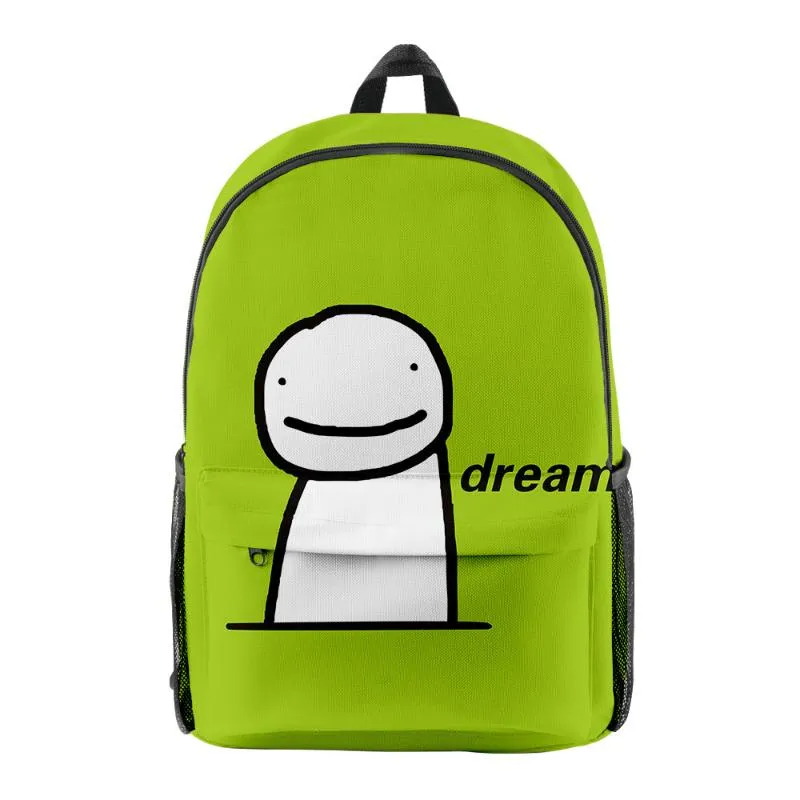 Sac à dos 3D Dream SMP Dreamwastaken Hommes Femmes imperméables Ordinateur portable Enfants Garçons Filles Oxford Cartoon Schoolbag251t