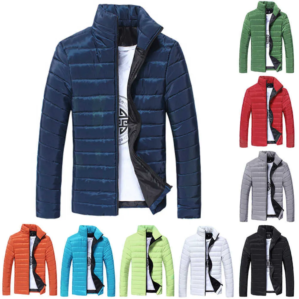 Jaycosin 2020 New Jacket Boys Men Winter Warm Stand Collar Solid Slim Vinter Zip Coat Jacka Slitstarkt Mode Sport Outwear X0621